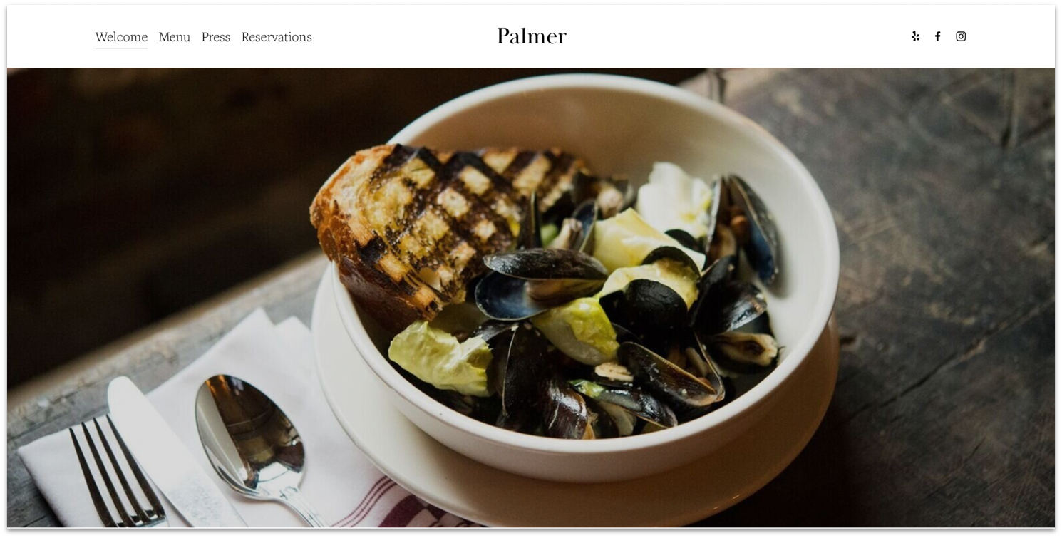 Squarespace Palmer restaurant template