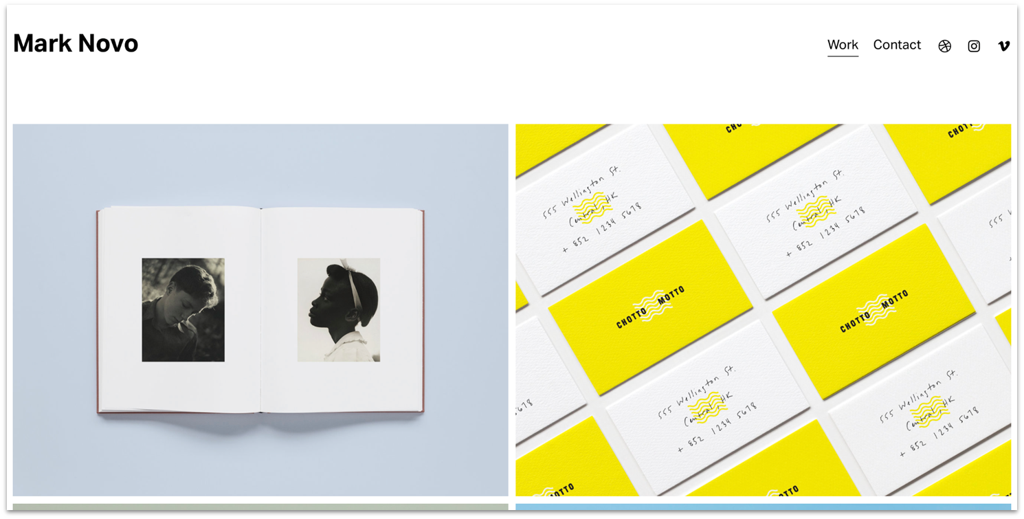 Squarespace Novo template homepage