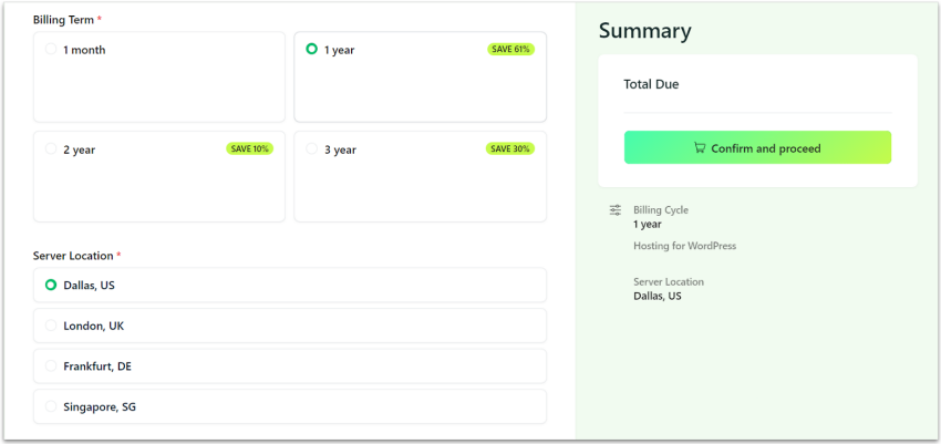 hosting.com checkout page