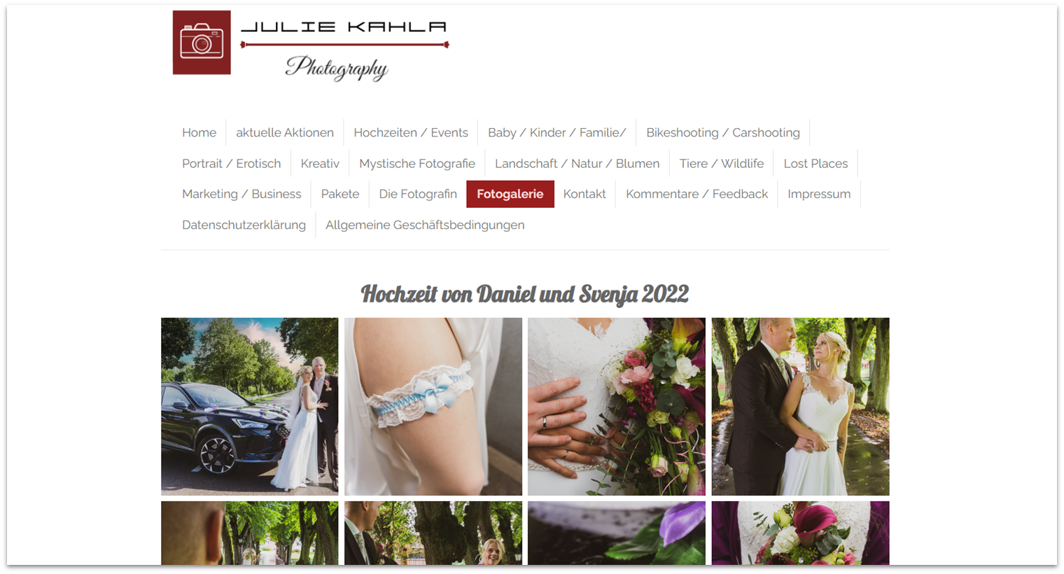 A photographer's website made with Webador
