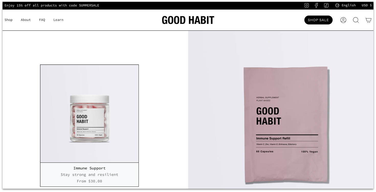 Shopify's template