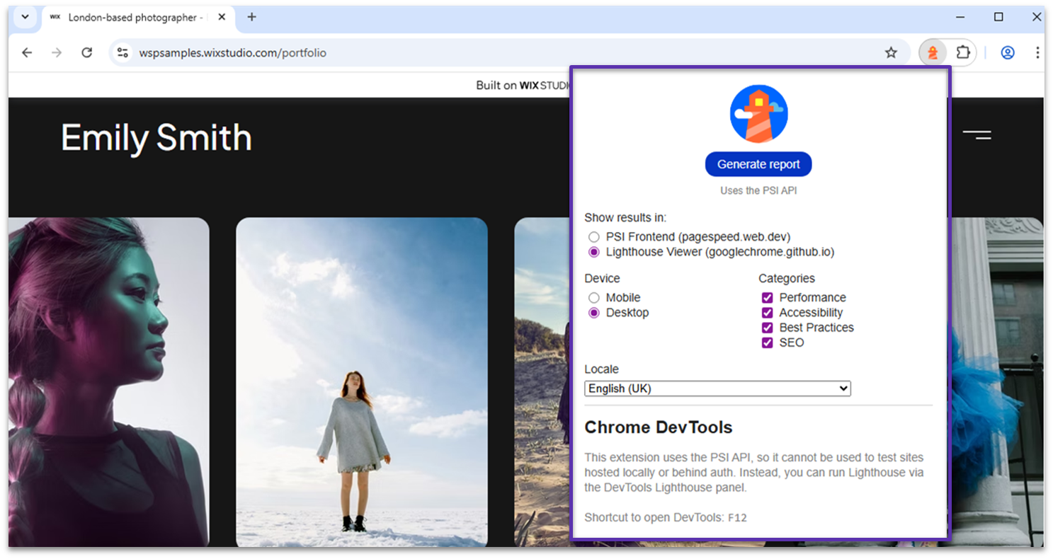 Google Chrome Lighthouse extension