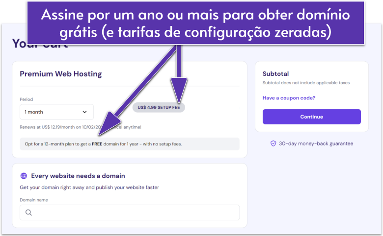Hostinger payment period page