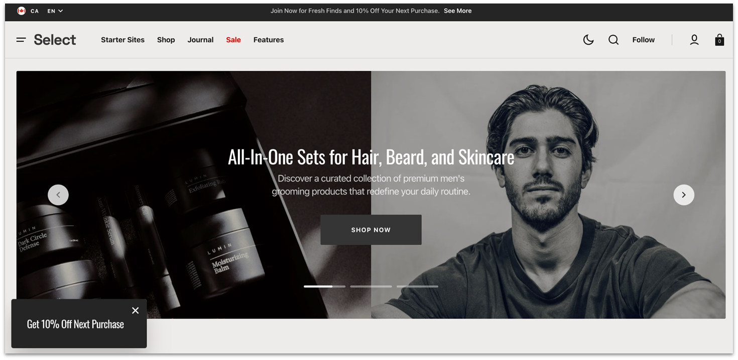 Shopify's hair care business template