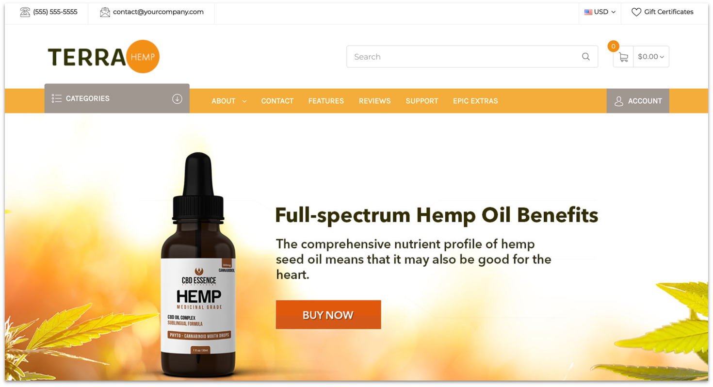 BigCommerce's hemp oil template