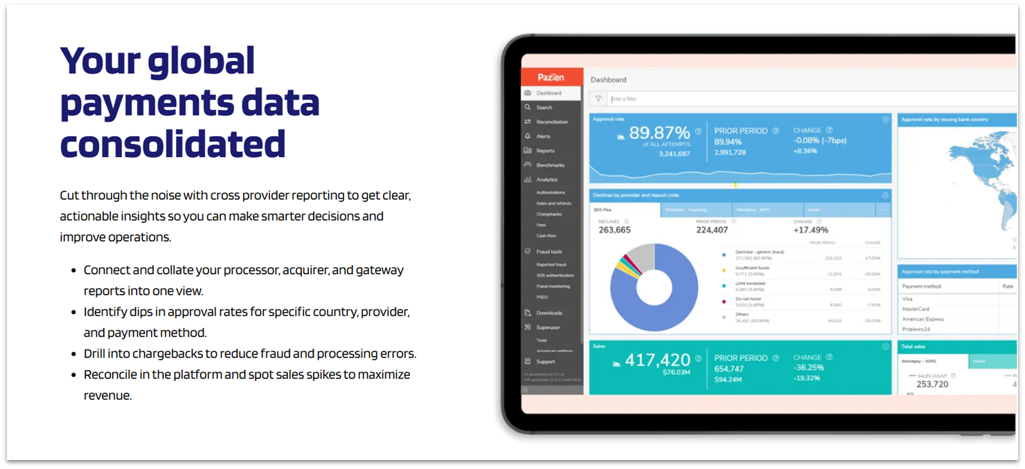 Worldpay's advanced analytics tool interface