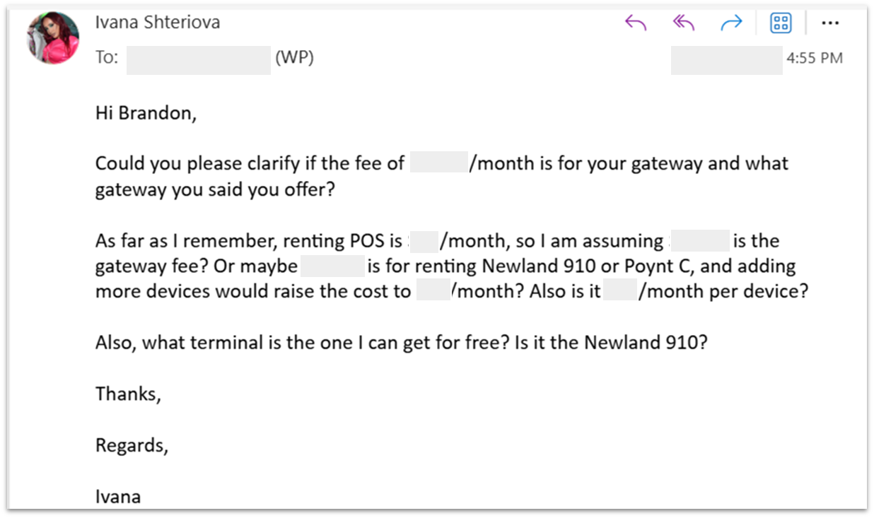support request sent to Worldpay via email