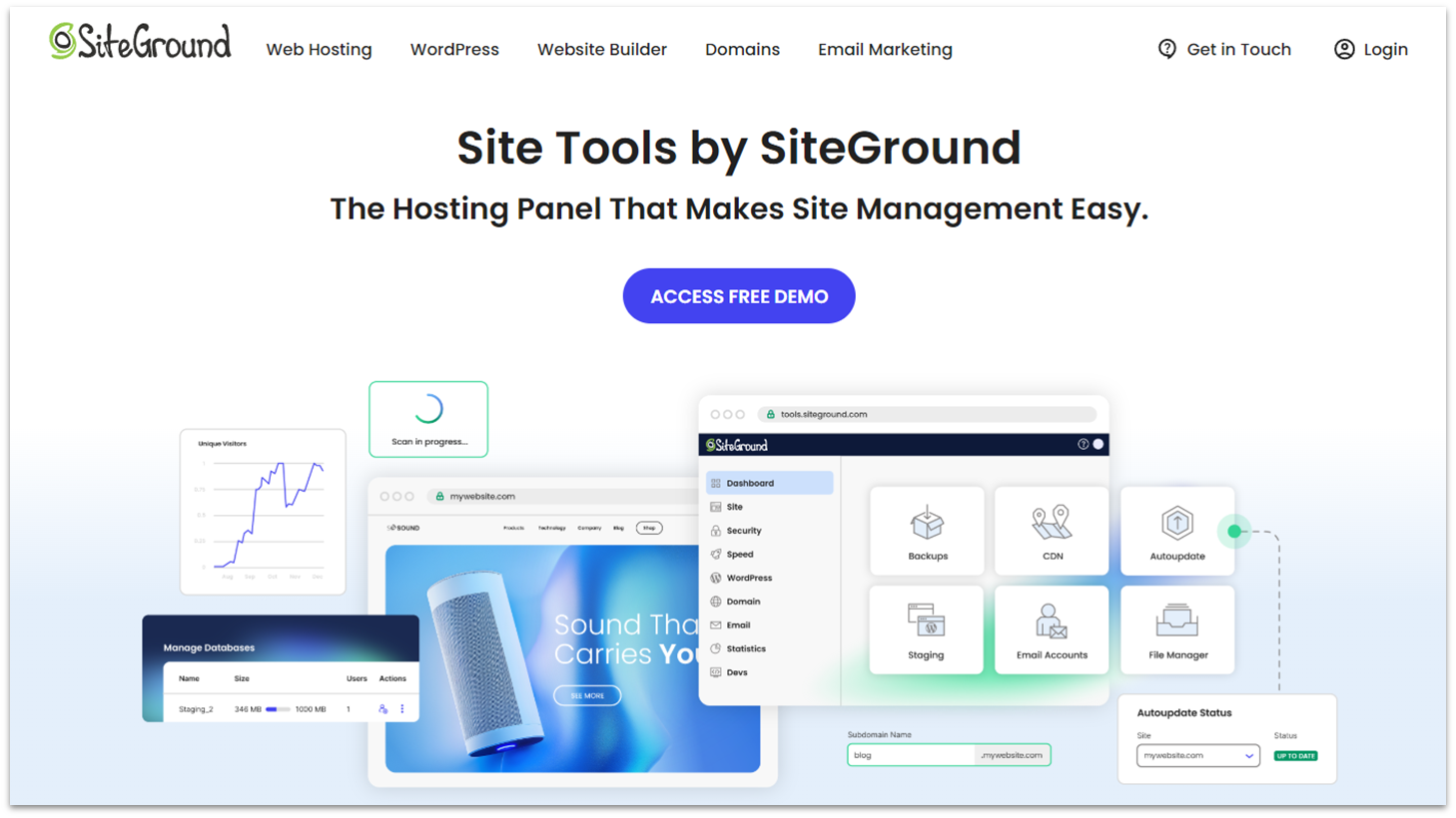 SiteGround Site Tools control panel interface