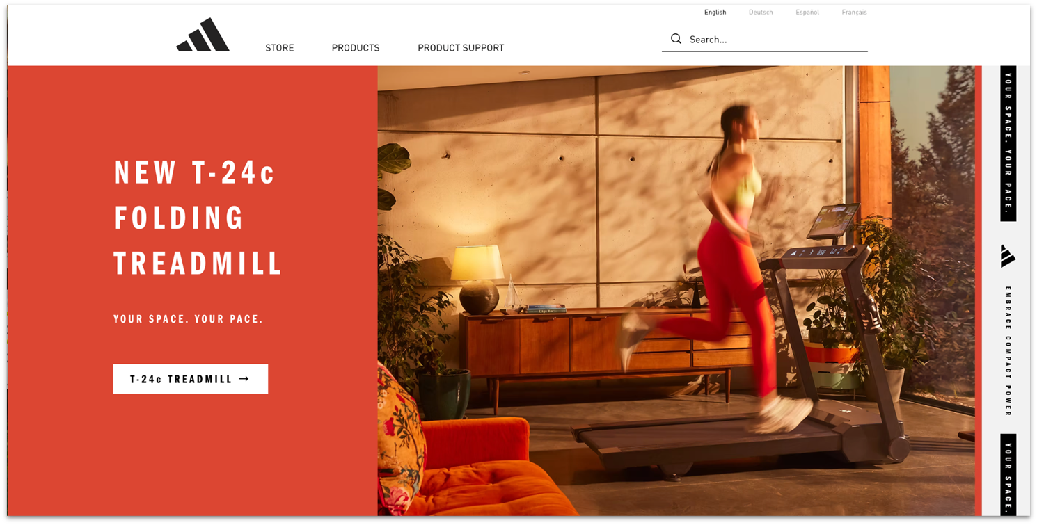 Adidas Hardware Wix website homepage with product video
