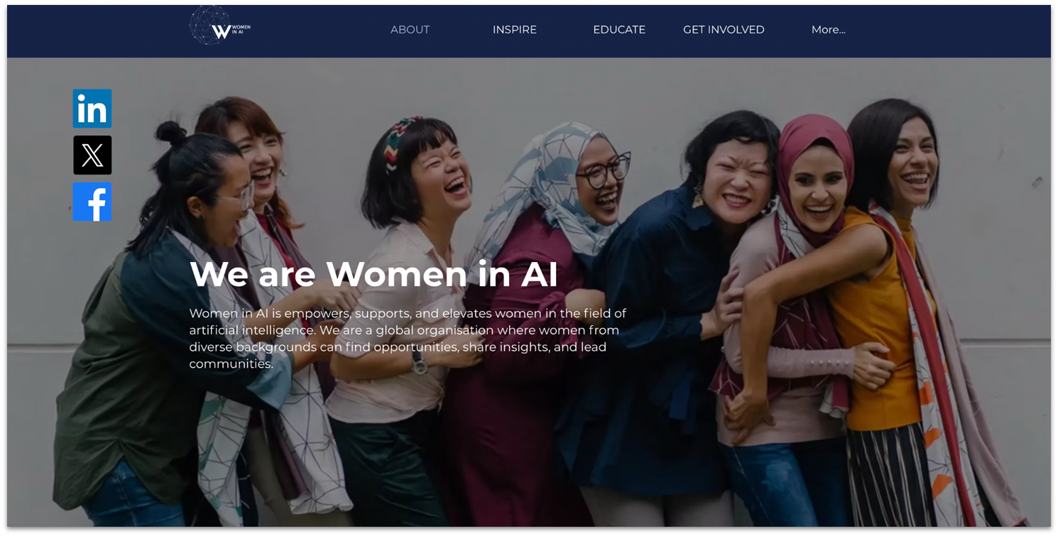 Women in AI Wix nonprofit website homepage