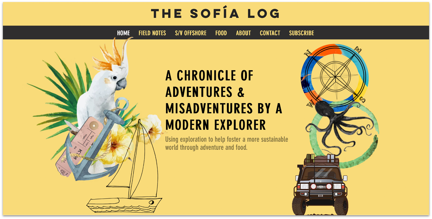 Sofia Log Wix blog website homepage