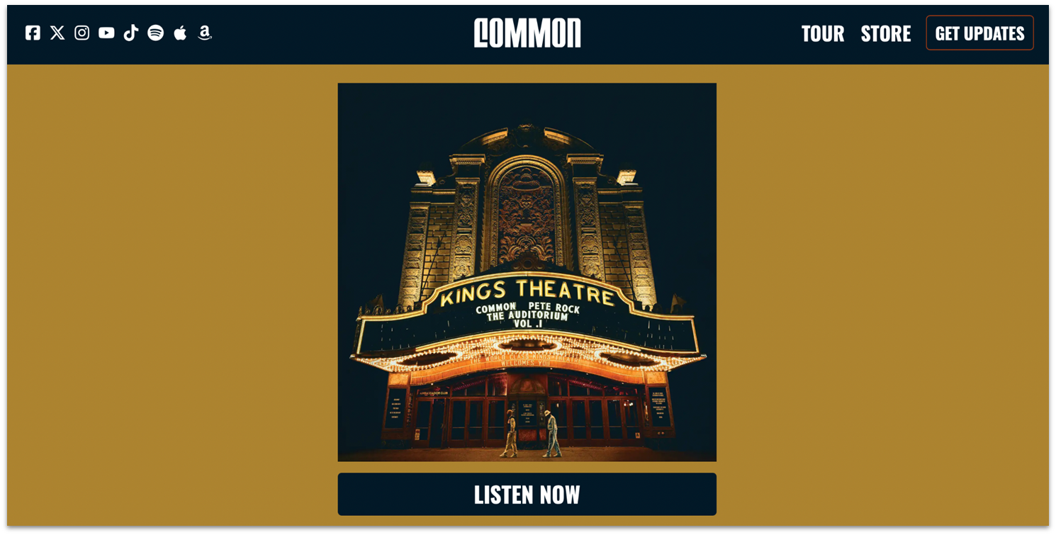 Common Wix music website homepage with free album and video stream