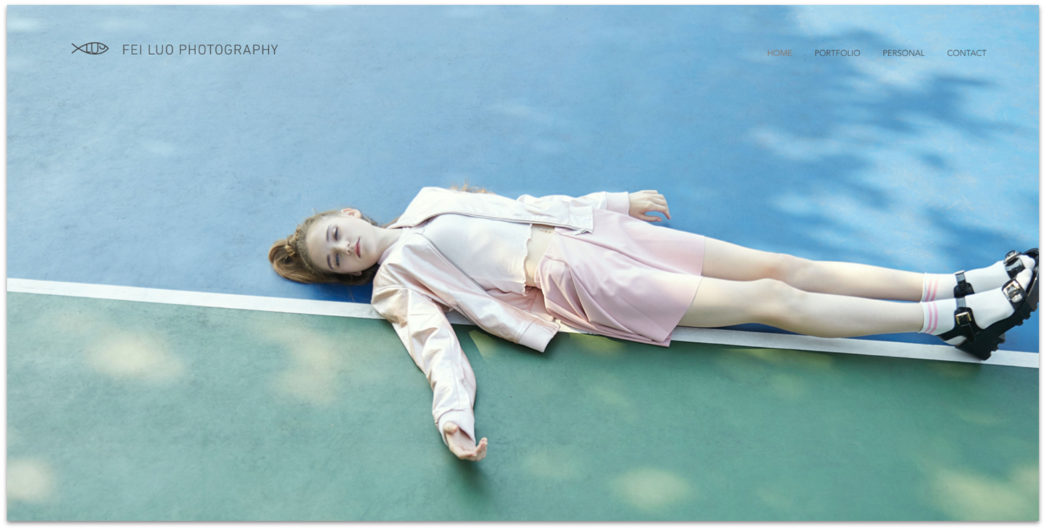 Fei Luo Photography Wix portfolio homepage with hero slider