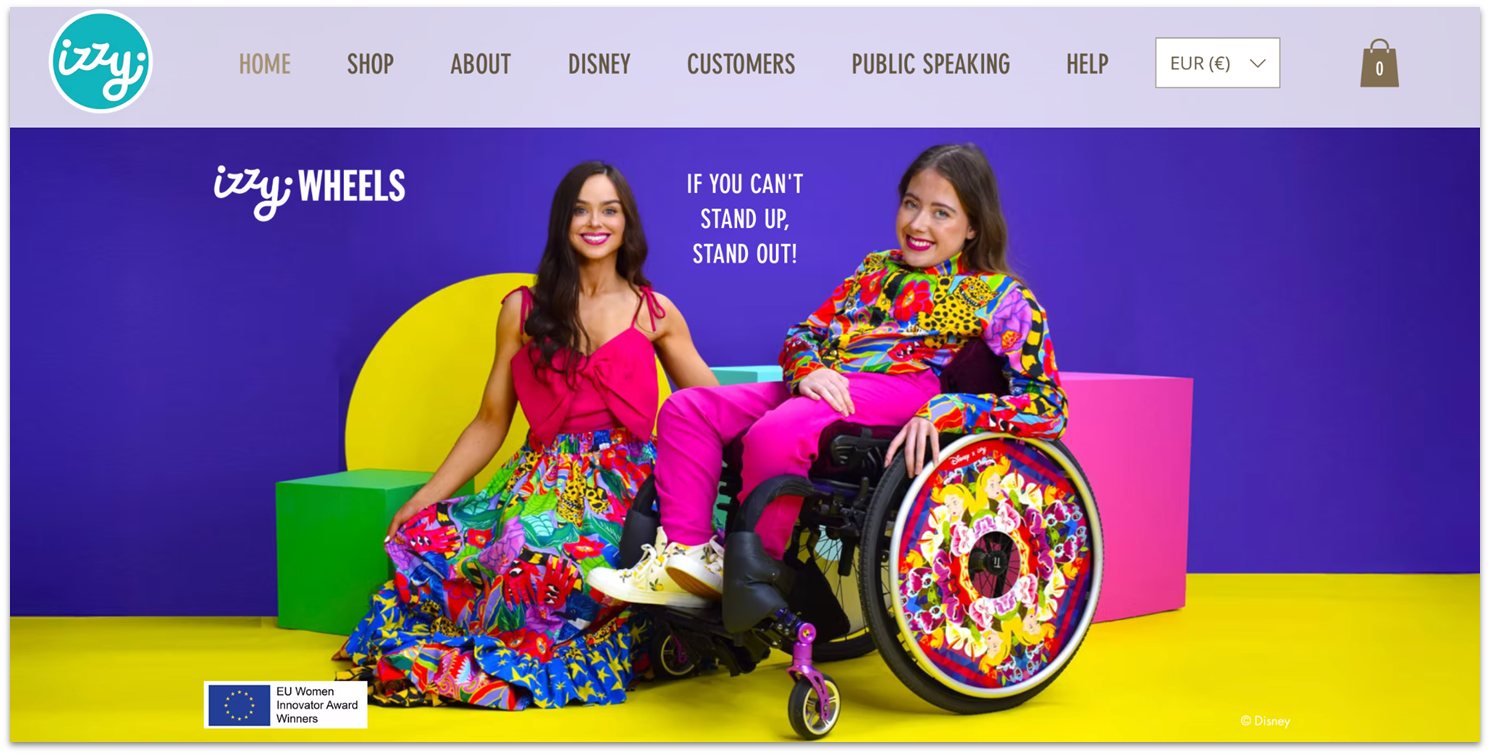 Izzy Wheels Wix e-commerce website homepage