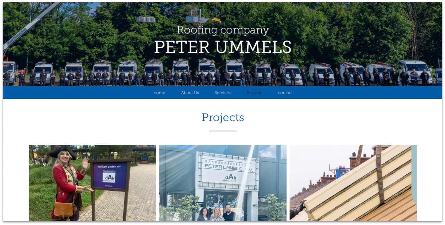 Peter Ummels local business Wix website project page with grid gallery