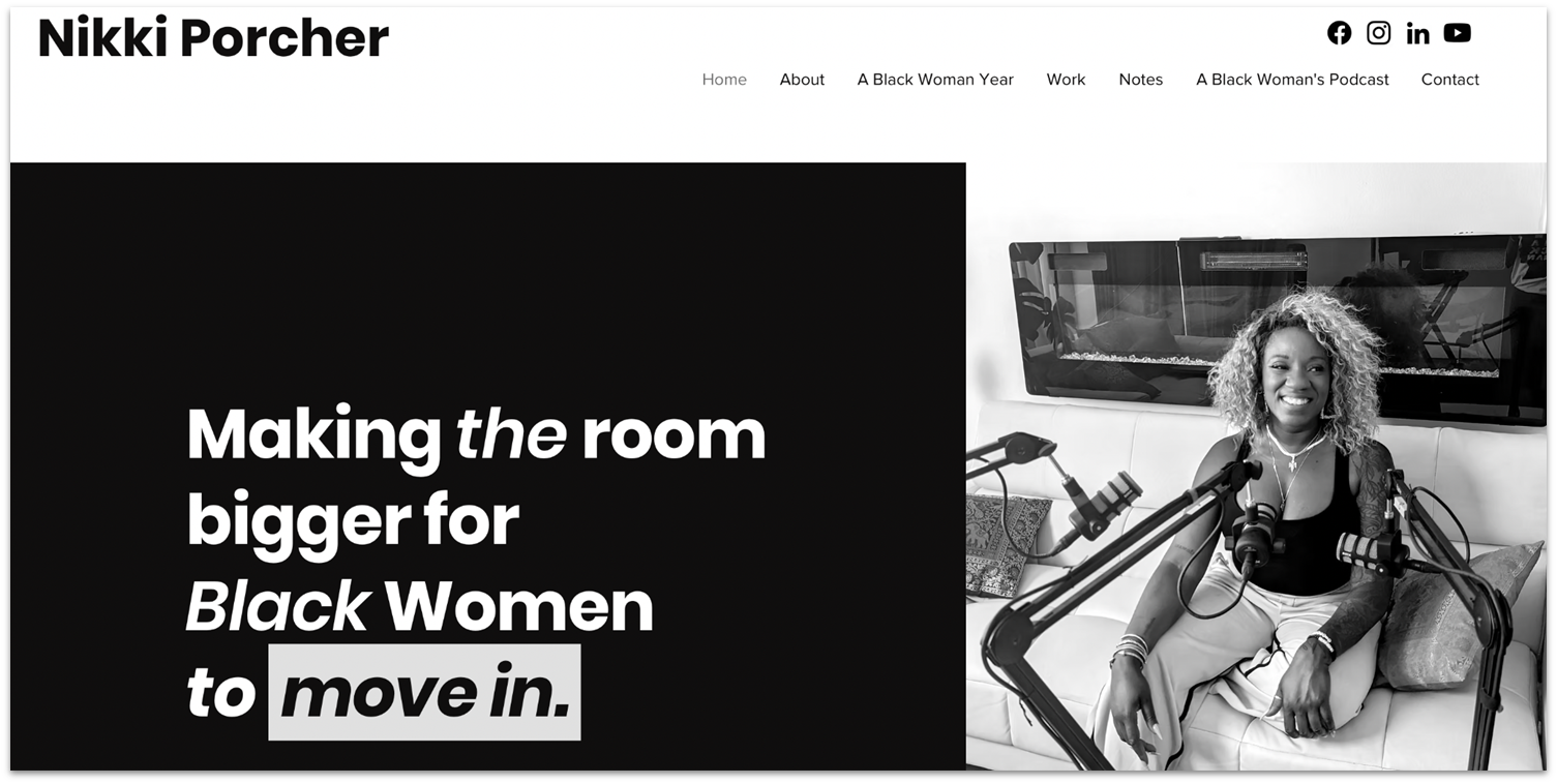 Nikki Porcher professional website homepage built with Wix