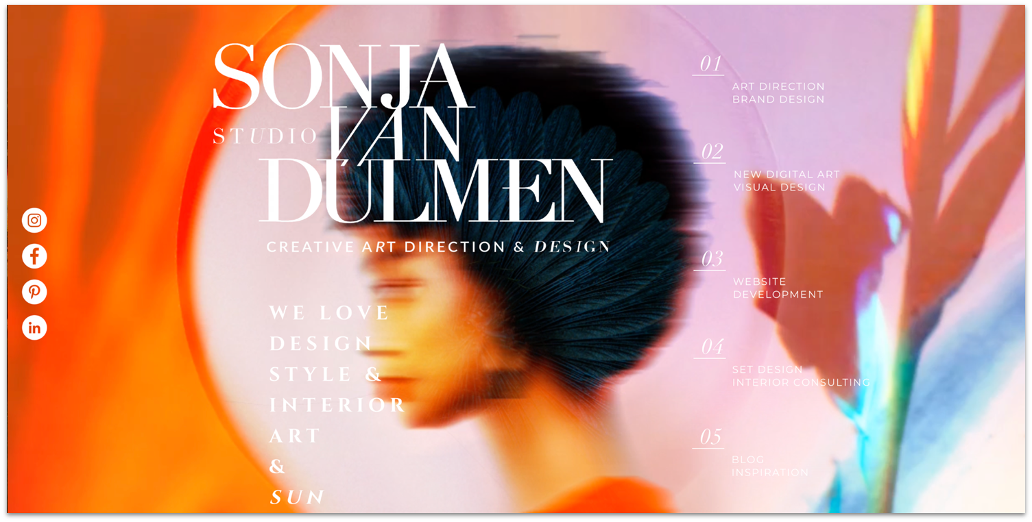 Sonja van Dulmen visual art and design agency Wix portfolio homepage