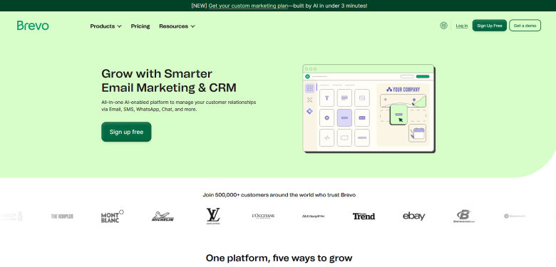 A screenshot of the homepage for Brevo