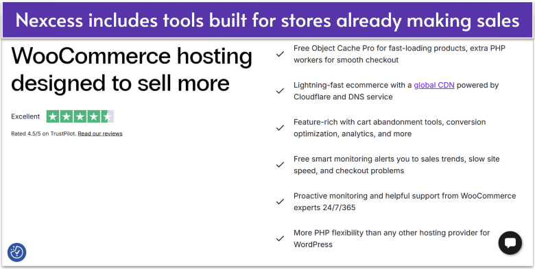 Nexcess WooCommerce hosting features