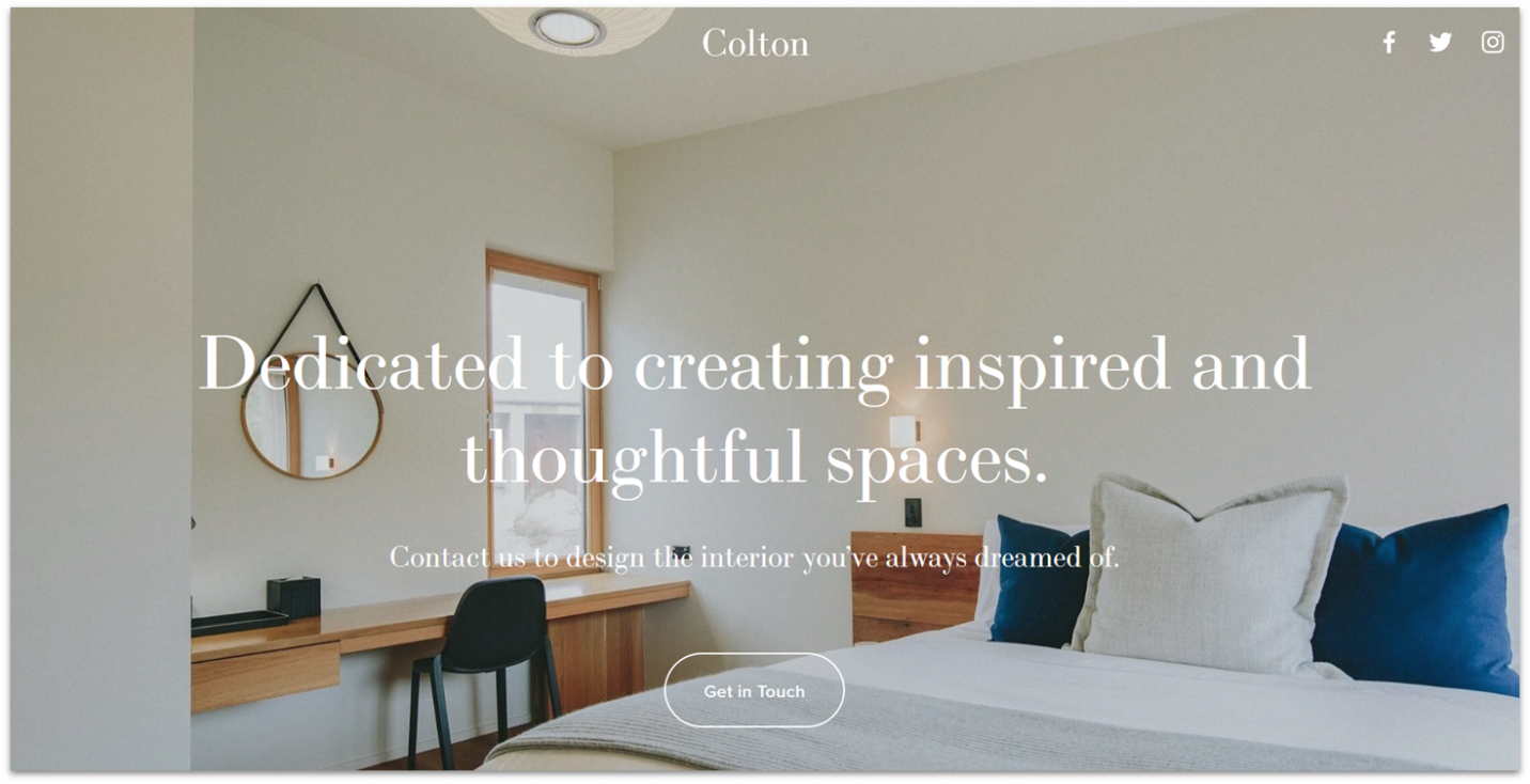 Squarespace's Colton template homepage