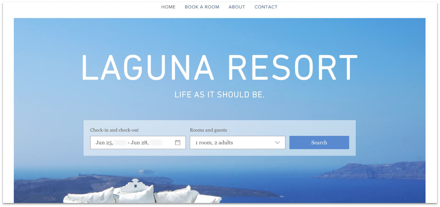 Wix's Laguna Resort template homepage
