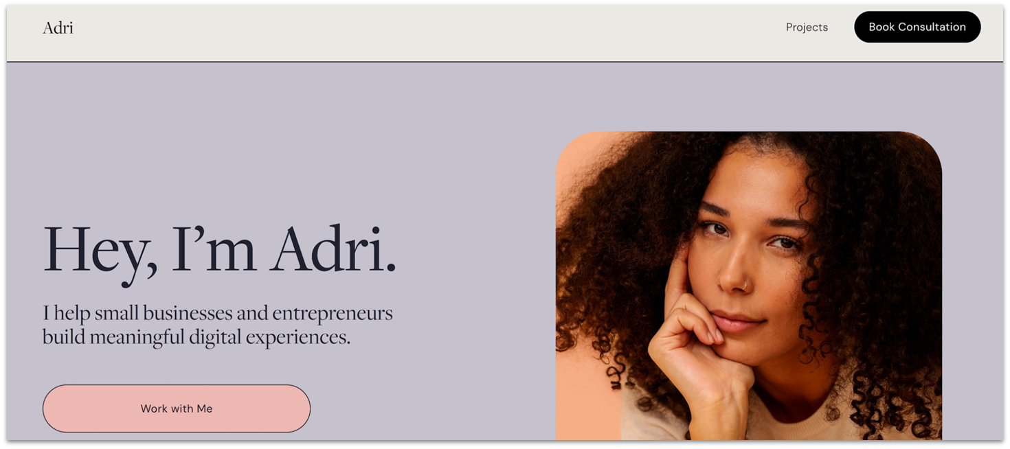 Squarespace's Adri template homepage
