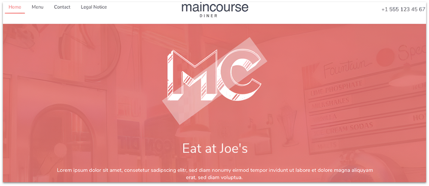 IONOS's MainCourse template homepage