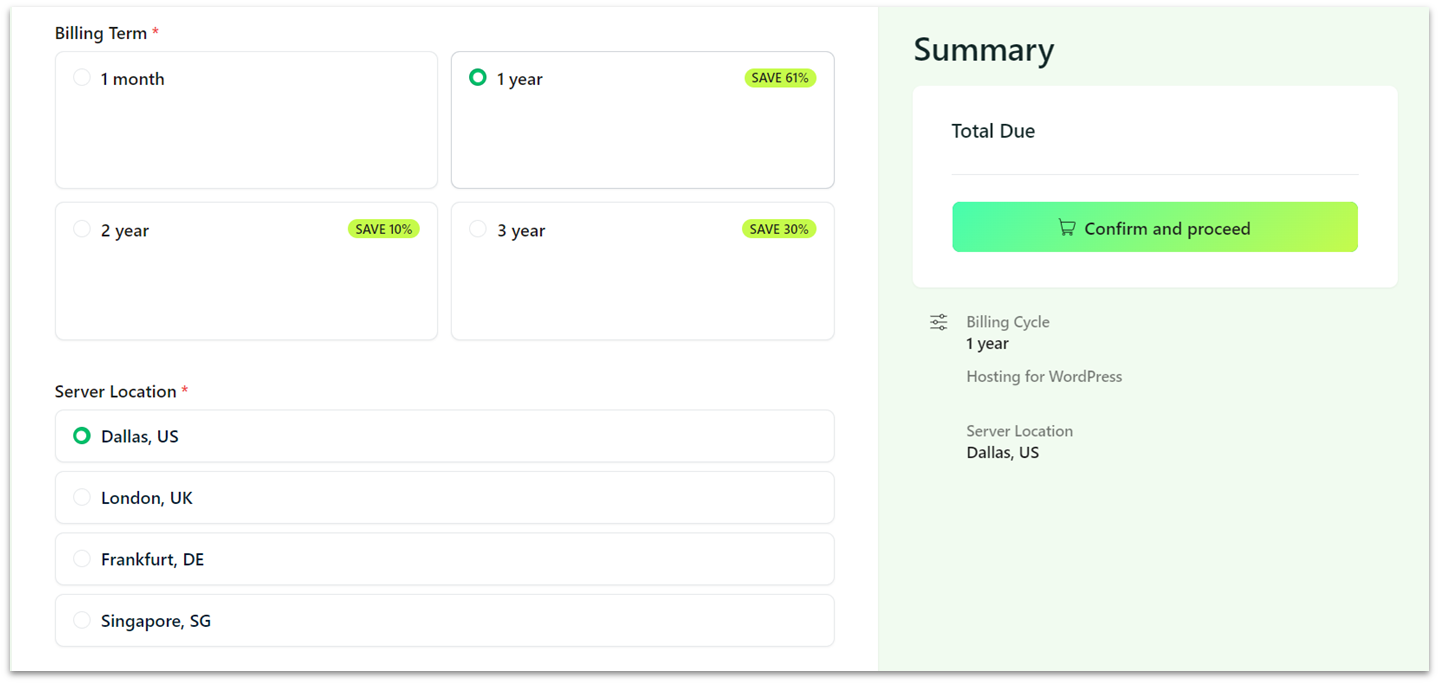 hosting.com checkout page