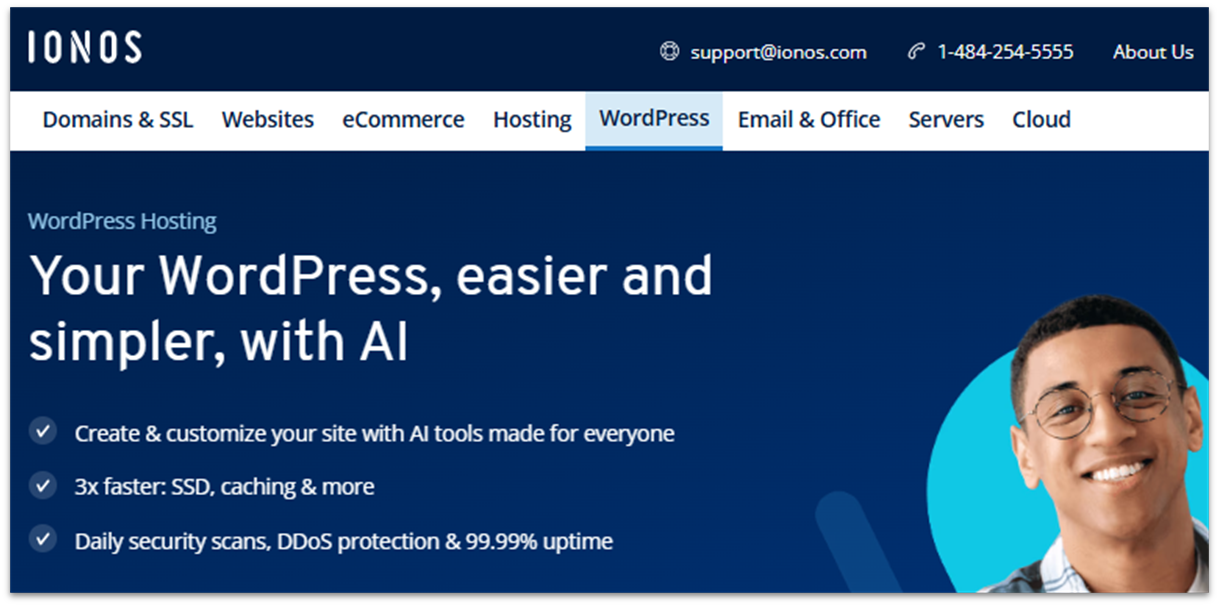 IONOS WordPress hosting landing page