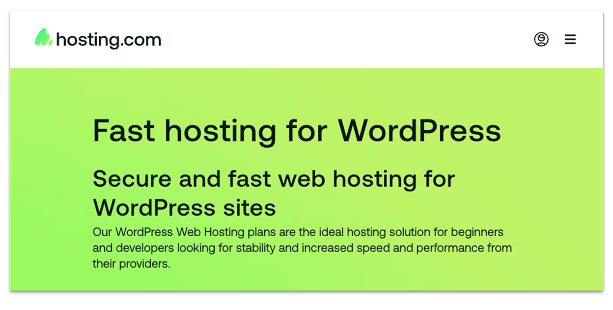 hosting.com managed WordPress hosting landing page