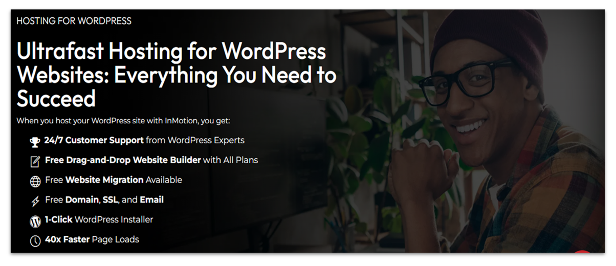 InMotion Hosting WordPress hosting landing page