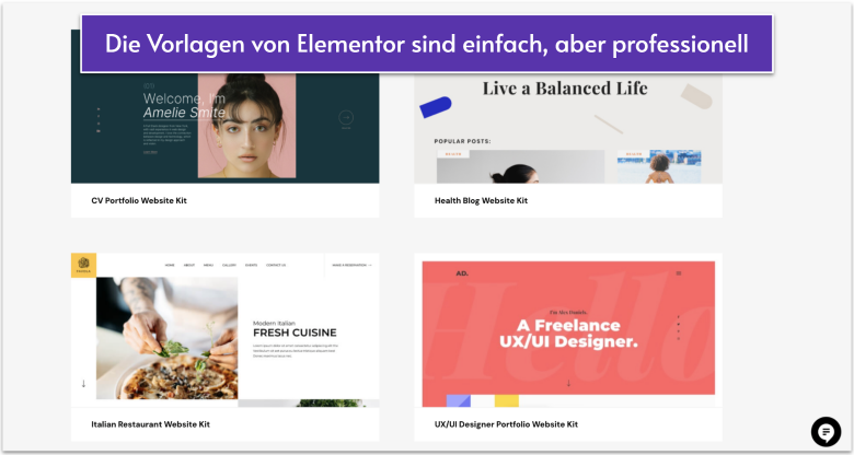 Elementor's template library