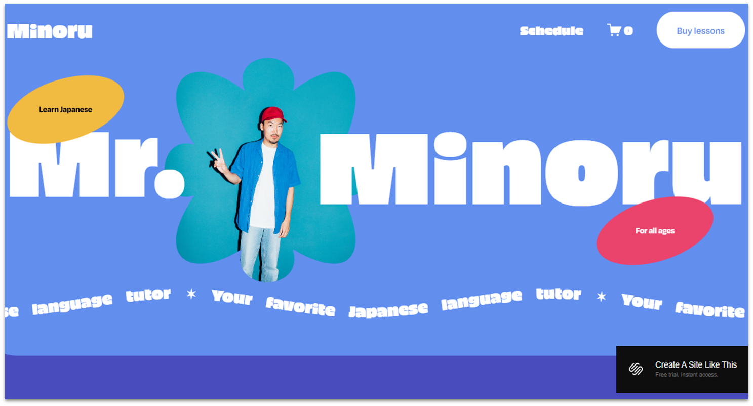 Homepage of a Squarespace template for online coaching websites.