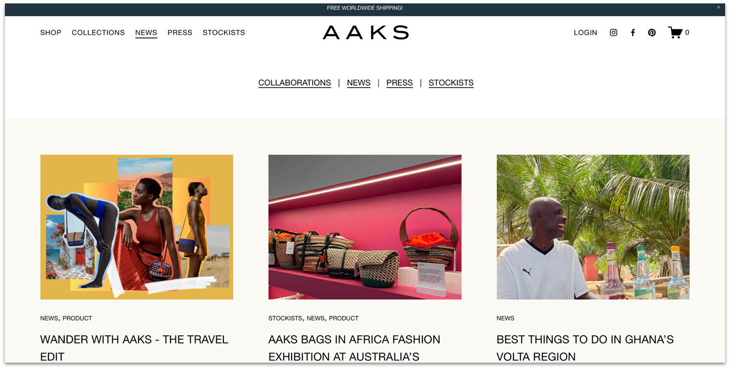AAKS Squarespace fashion blog with style, cultural, and travel posts.