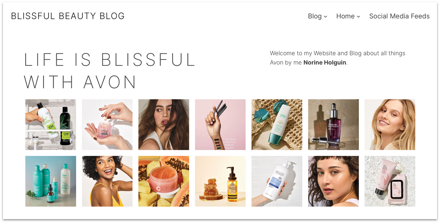 Hostinger Website Builder Blissful Beauty Blog with thumbnail image gallery.