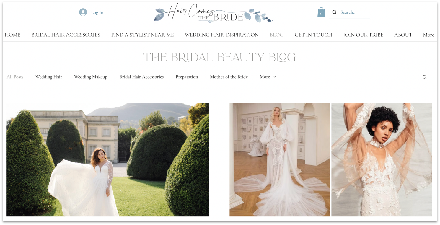 Hair Comes the Bride wedding beauty blog built with Wix.