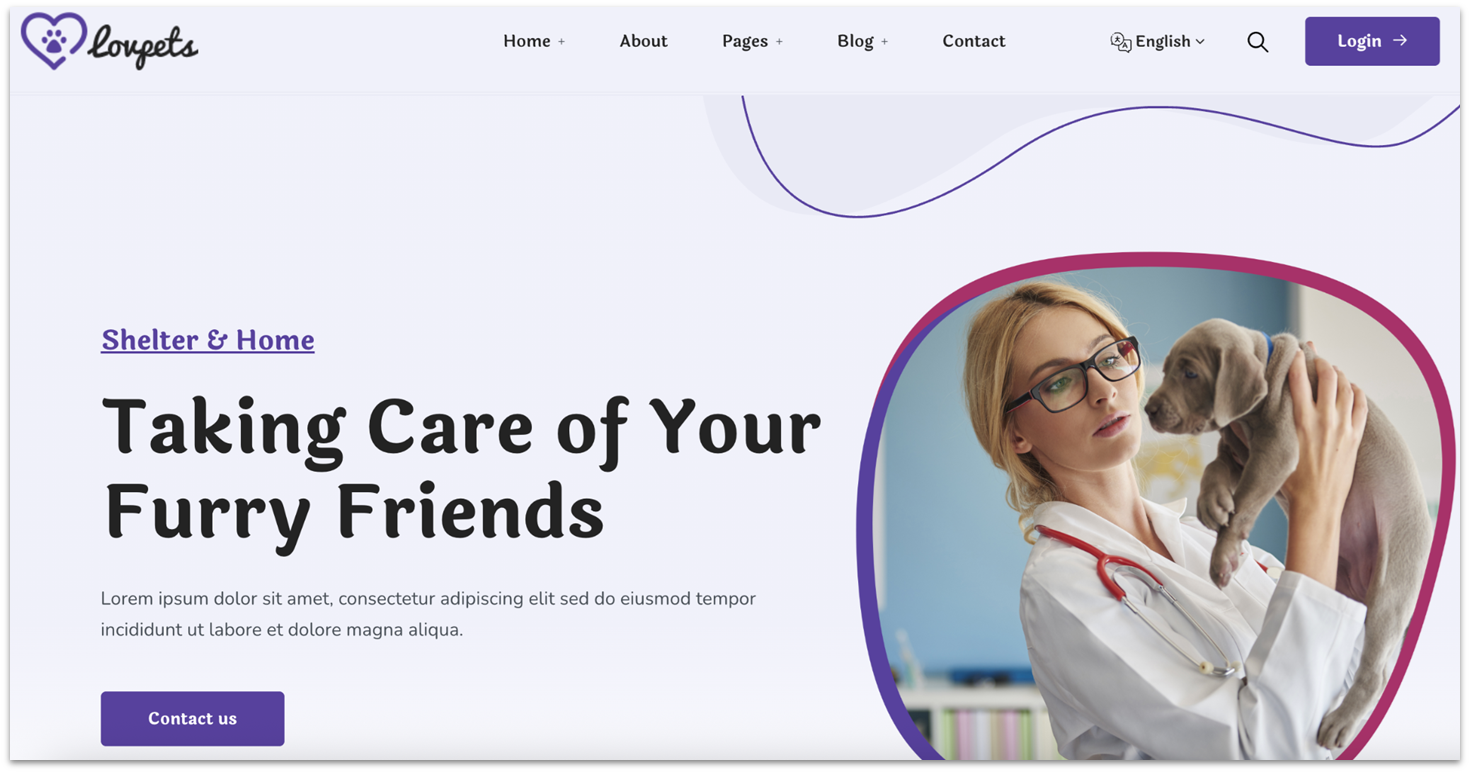 Screenshot of Hubspot's animal care ecommerce template