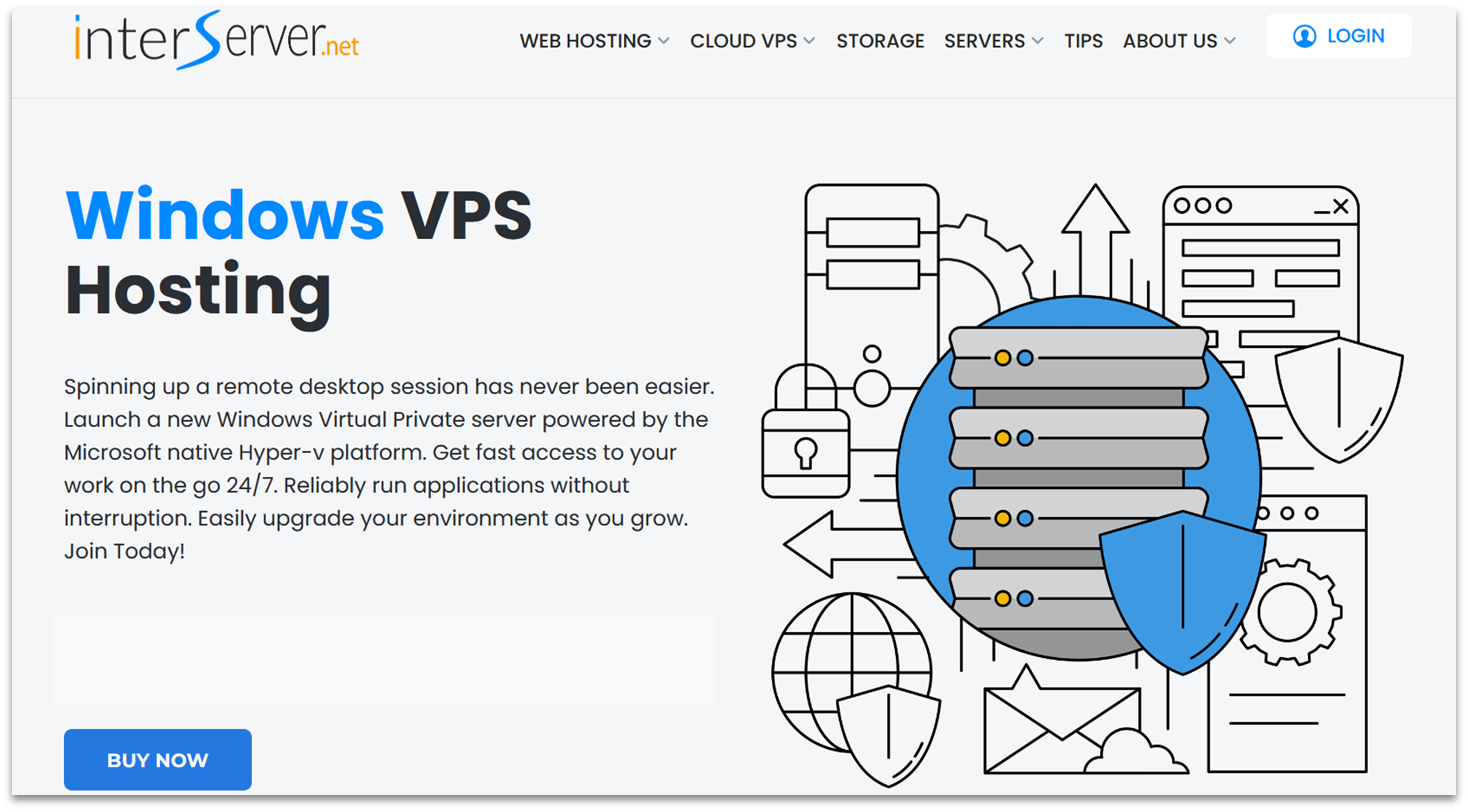 InterServer Windows VPS Hosting landing page