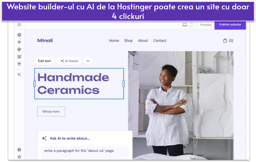 Screenshot of Hostinger's AI builder.