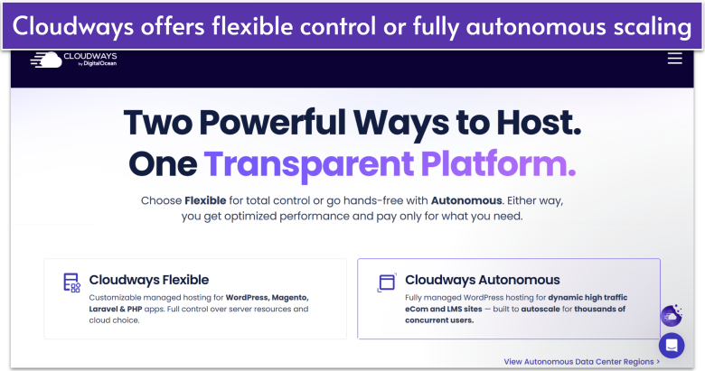 Cloudways managed hosting tiers with flexible and fully managed options