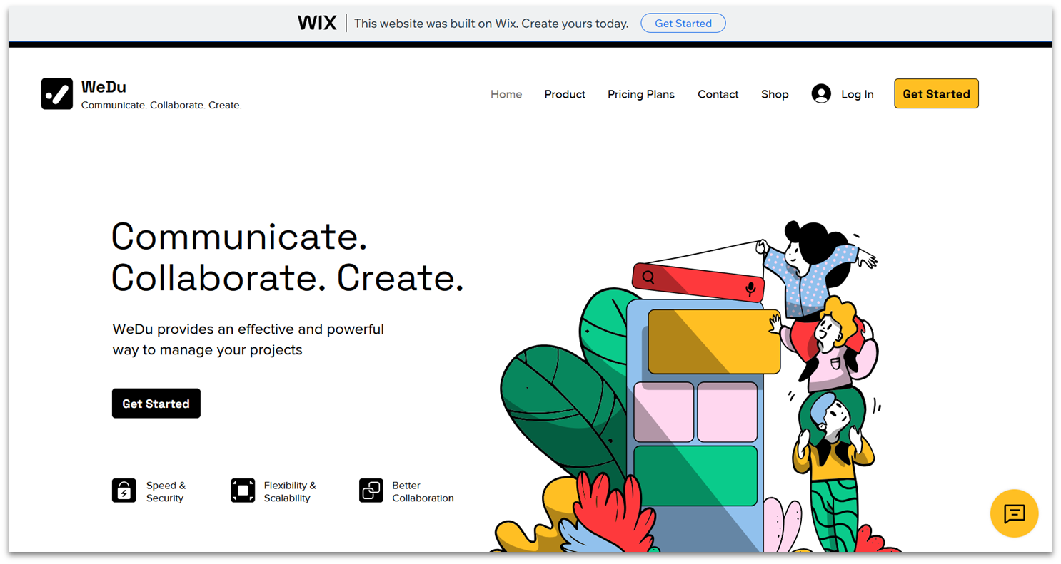 Wix free website example WeDu landing page