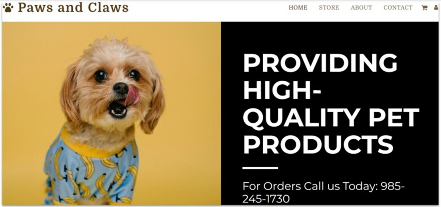 SITE123 website example landing page