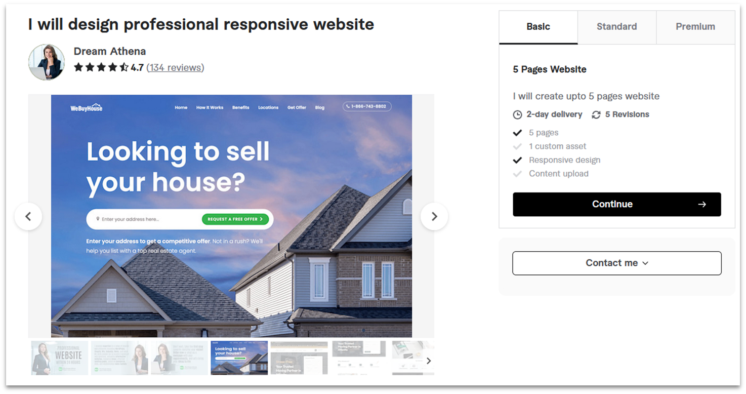Dream Athena profile web design portfolio