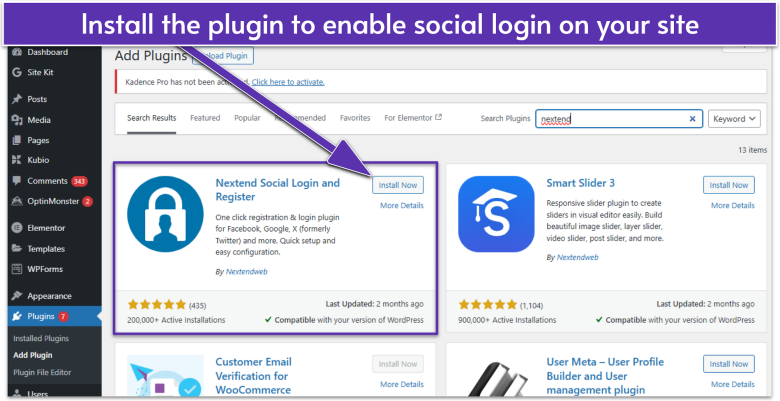 Adding Nextend Social Login to WordPress