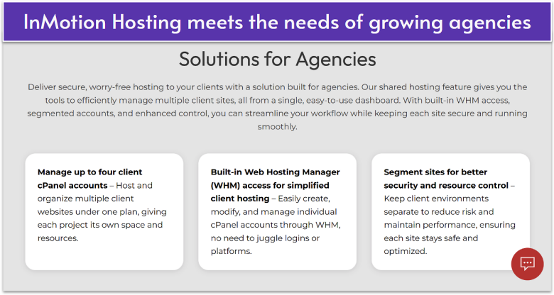 InMotion Hosting solutions for agencies.