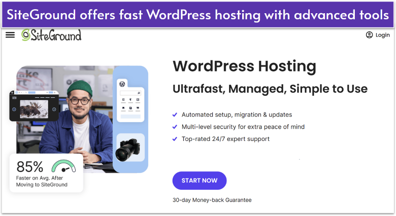 SiteGround managed WordPress hosting features.