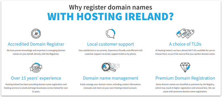 Hosting Ireland domain registration services.