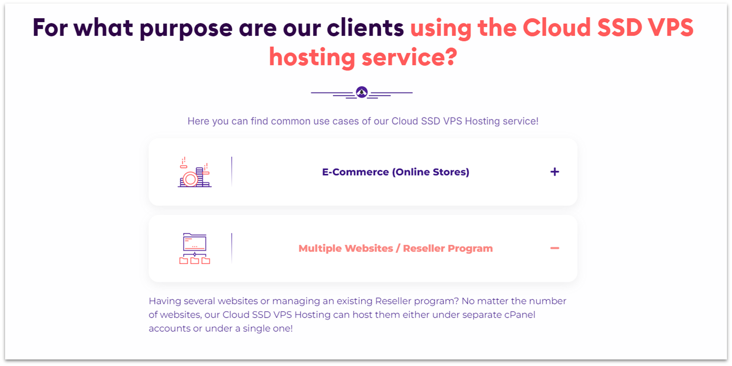 List of HostArmada cloud VPS hosting use cases, including multiple websites hosting.