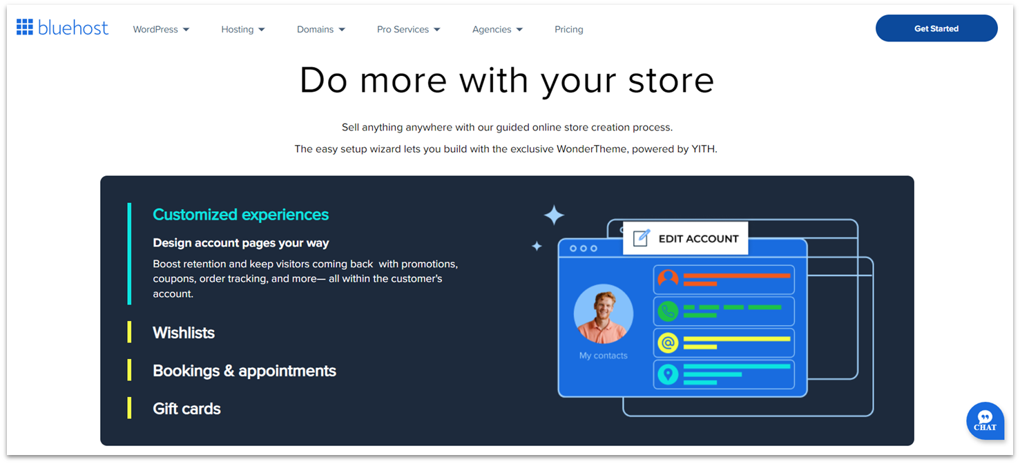 Bluehost WooCommerce features.