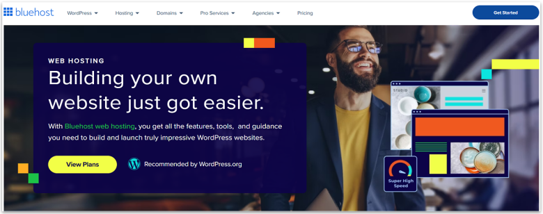 Bluehost Hosting Homepage.